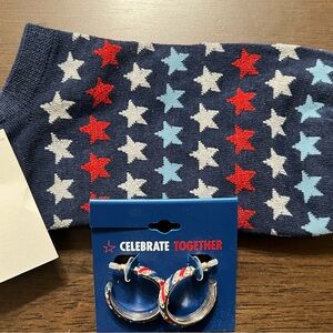 Women’s  Patriotic Sock& Earrings Set  🇺🇸